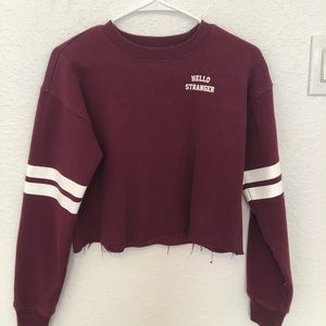 forever 21 cropped sweatshirt maroon
